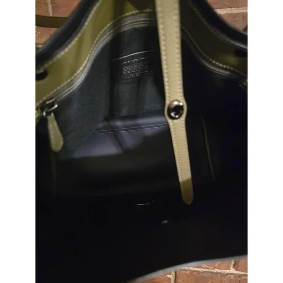 COACH Olive Green Pebbled Leather Market Tote Shoulder Bag - Picture 6 of 6